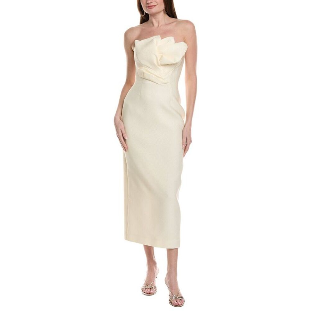 Lela Rose Womens  Draped Tulip Silk-Blend Sheath Dress, White